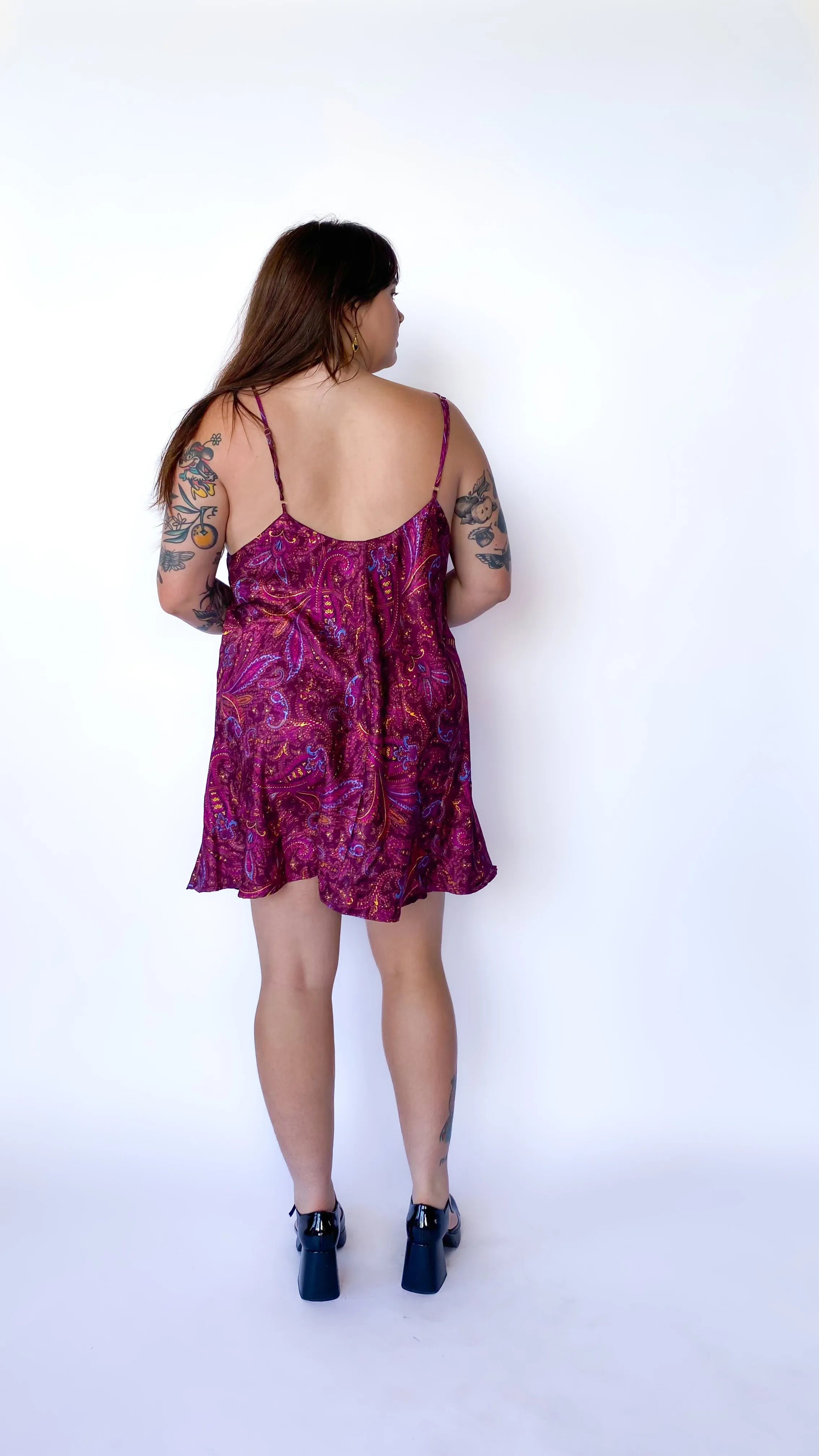 1990s Purple Paisley Slip Dress, sz. 3XL