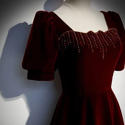 A line Burgundy Prom Dresses SH152