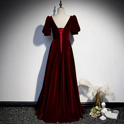 A line Burgundy Prom Dresses SH152