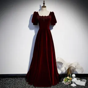 A line Burgundy Prom Dresses SH152