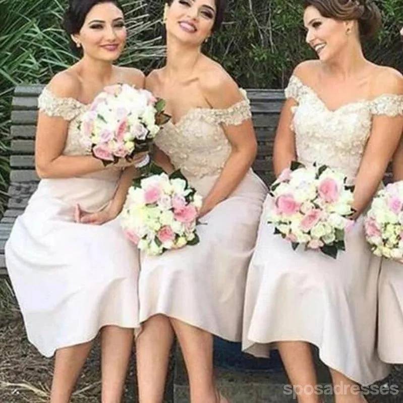 A-line Off The Shoulder Cheap Short Bridesmaid Dresses Online, WG796