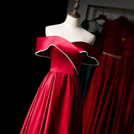 A line Red Long Prom Dresses SH182