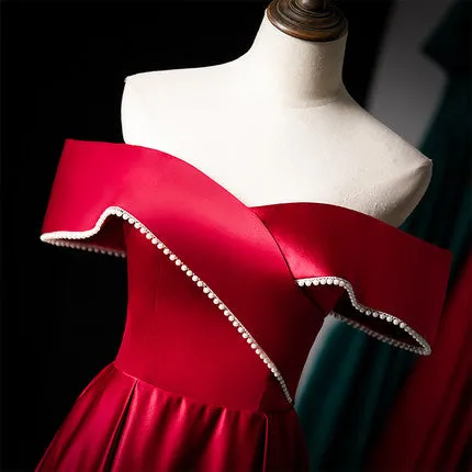 A line Red Long Prom Dresses SH182