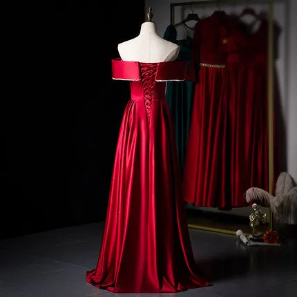 A line Red Long Prom Dresses SH182