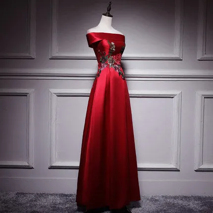 A line Red Long Prom Dresses SH191