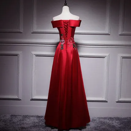 A line Red Long Prom Dresses SH191