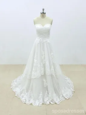 Affordable Sweetheart Lace A-line Unique Wedding Dresses Online, WD392