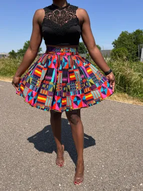 African print mini skirt - Multicolor kente pink