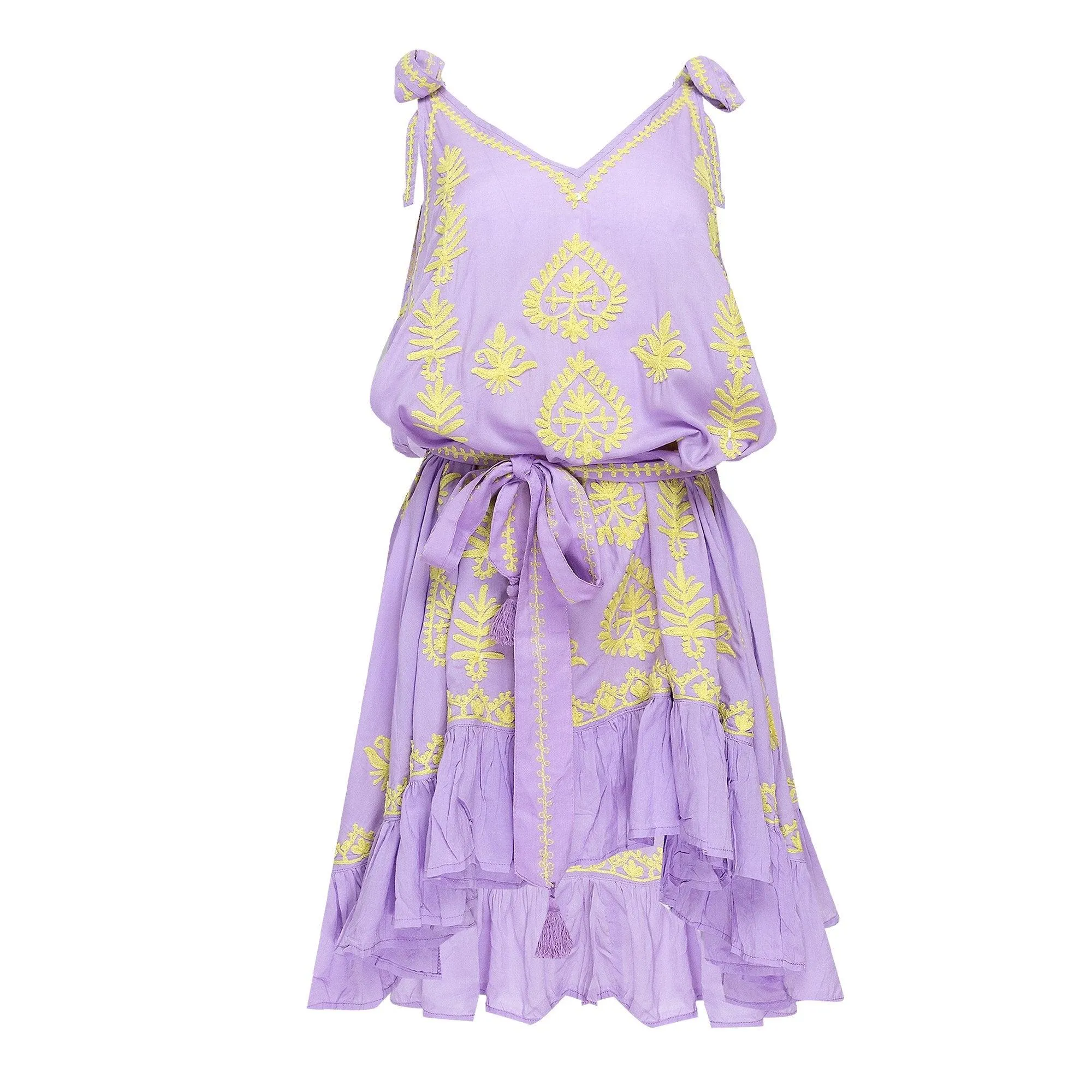 Amal Slip Dress in Lilac Lemon