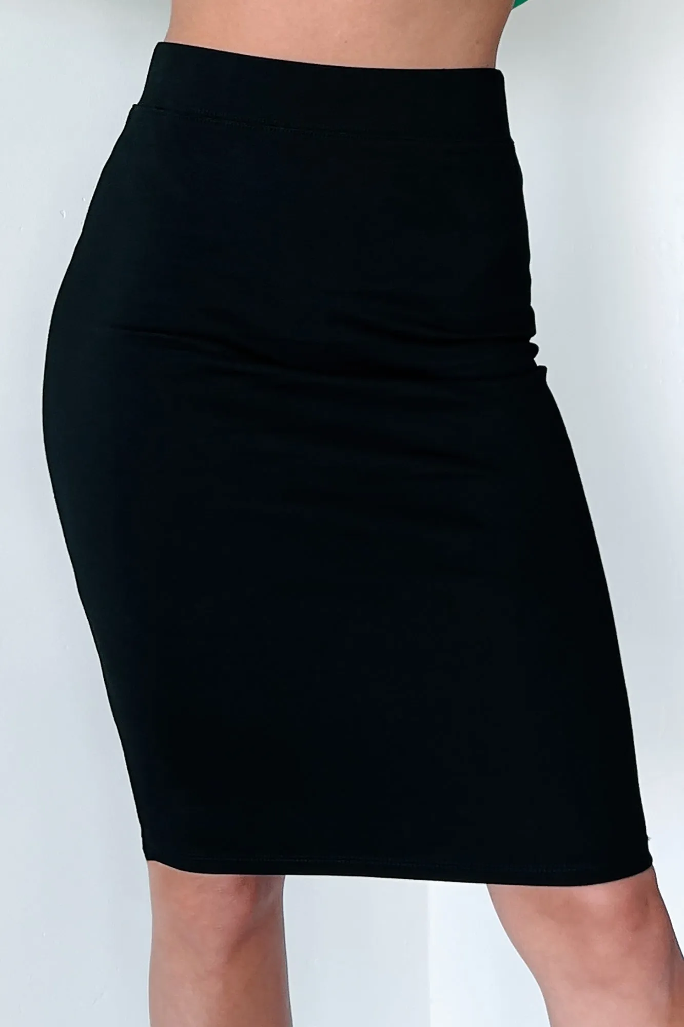 Ambitious Intentions Midi Pencil Skirt (Black)