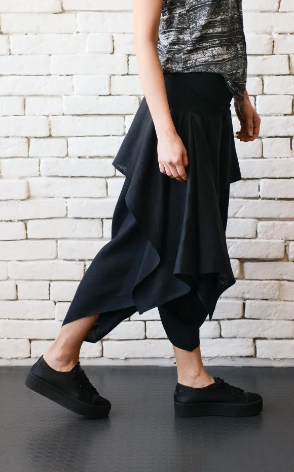 Asymmetric Skirt Pants