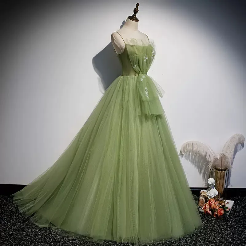 Ball Gown Prom Dresses Long Sage Green Evening Dress SH063