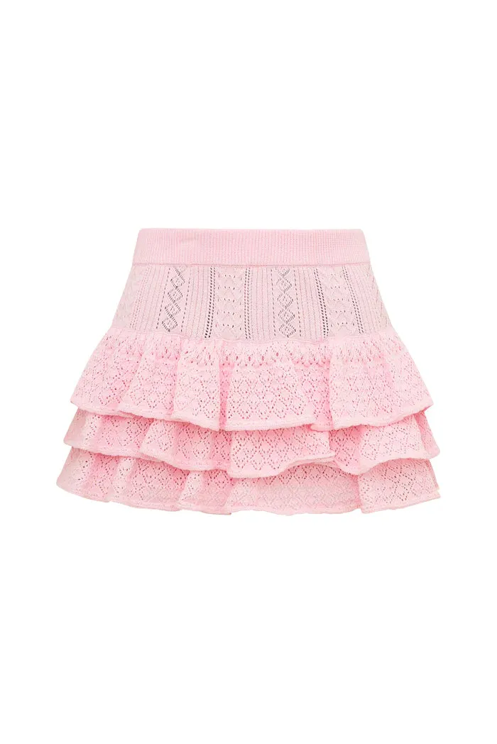 Baudin Bow Pointelle Mini Skirt