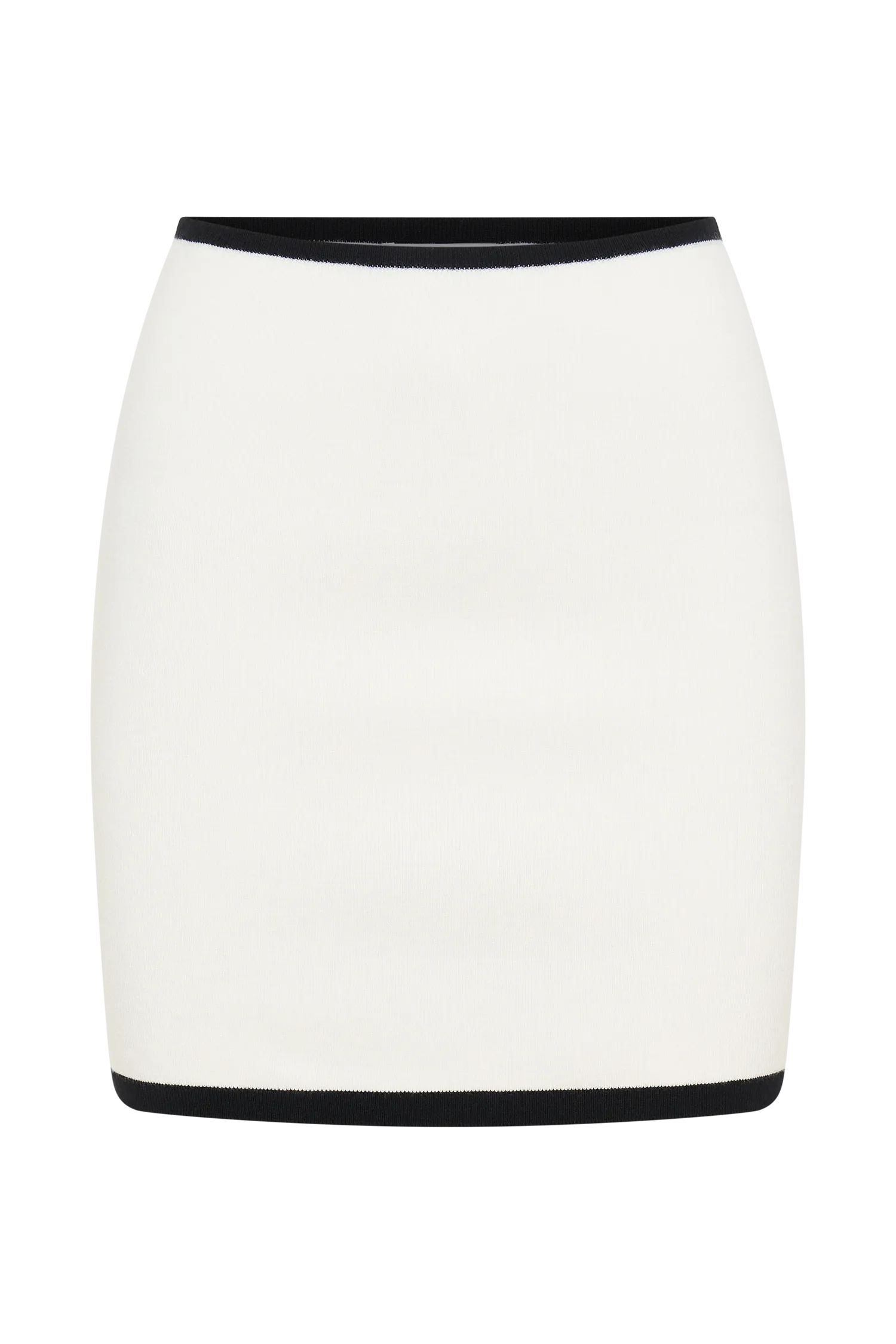 Becky Contrast Knit Mini Skirt - Ivory & Black