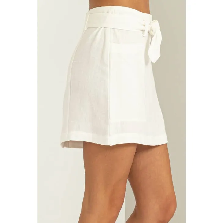 Better Days Tie-Belt Mini Skirt