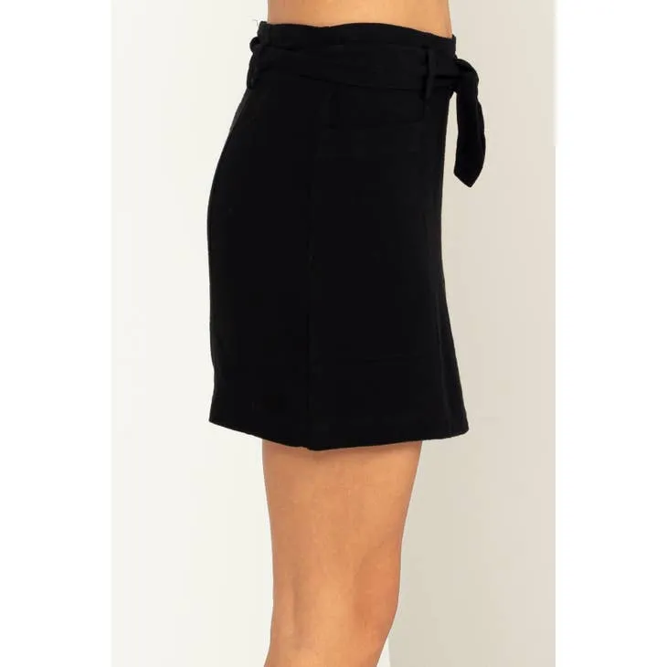 Better Days Tie-Belt Mini Skirt