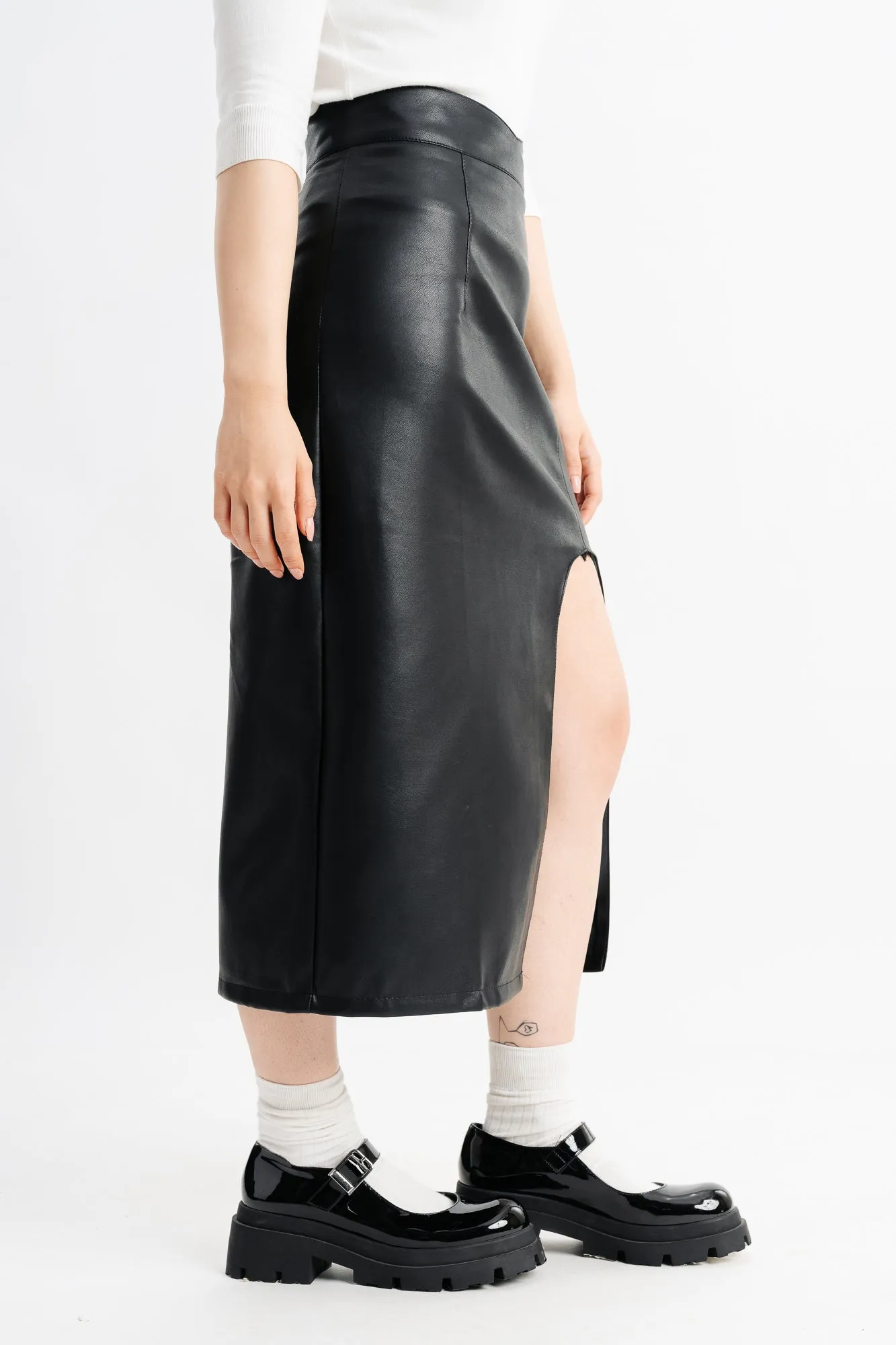 Black High Slit Skirt