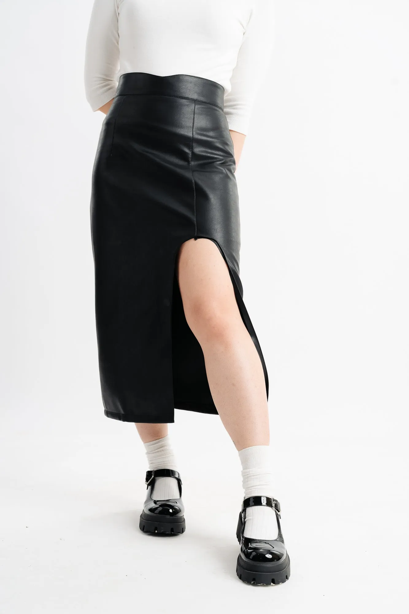 Black High Slit Skirt