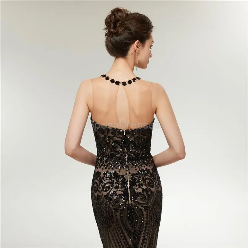 Black Sequin Sparkly Mermaid Evening Prom Dresses, Evening Party Prom Dresses, 12013