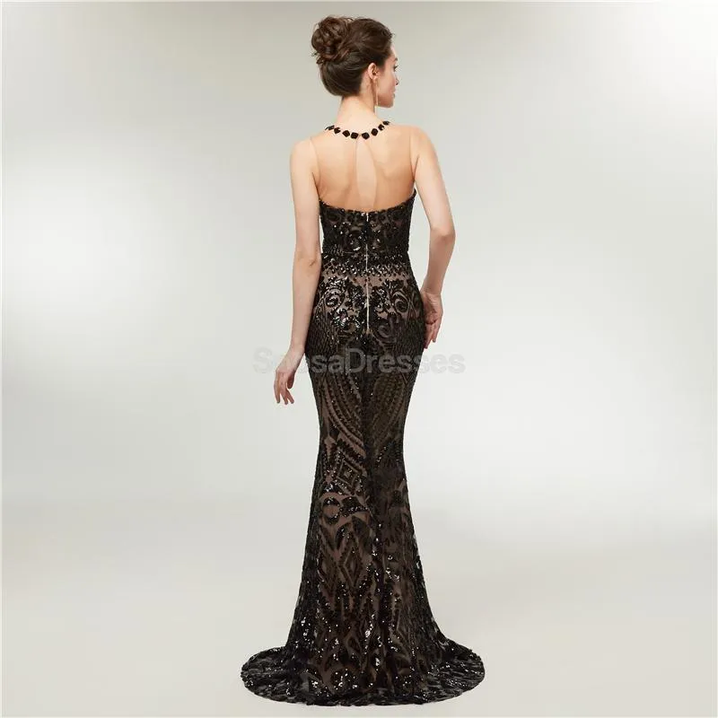 Black Sequin Sparkly Mermaid Evening Prom Dresses, Evening Party Prom Dresses, 12013