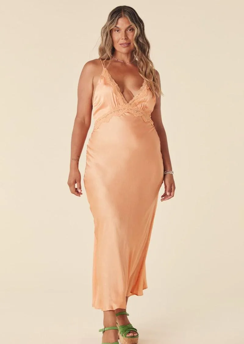 Boudoir Slip Dress in Coral Gold