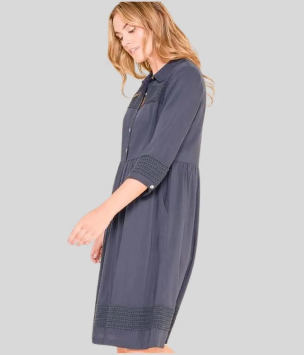 Brakeburn Pom Pom Trim Shirt Dress