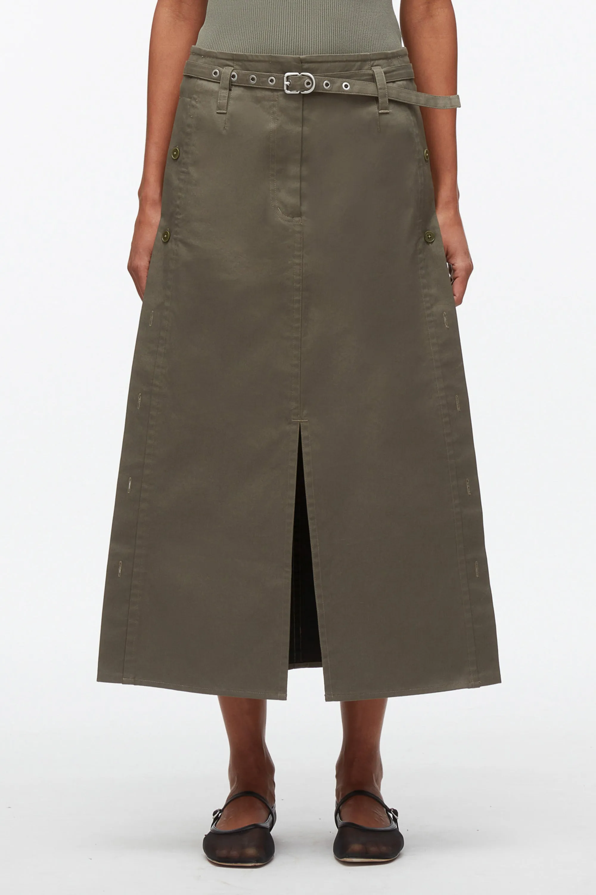 Buttoned Side Utility Skirt