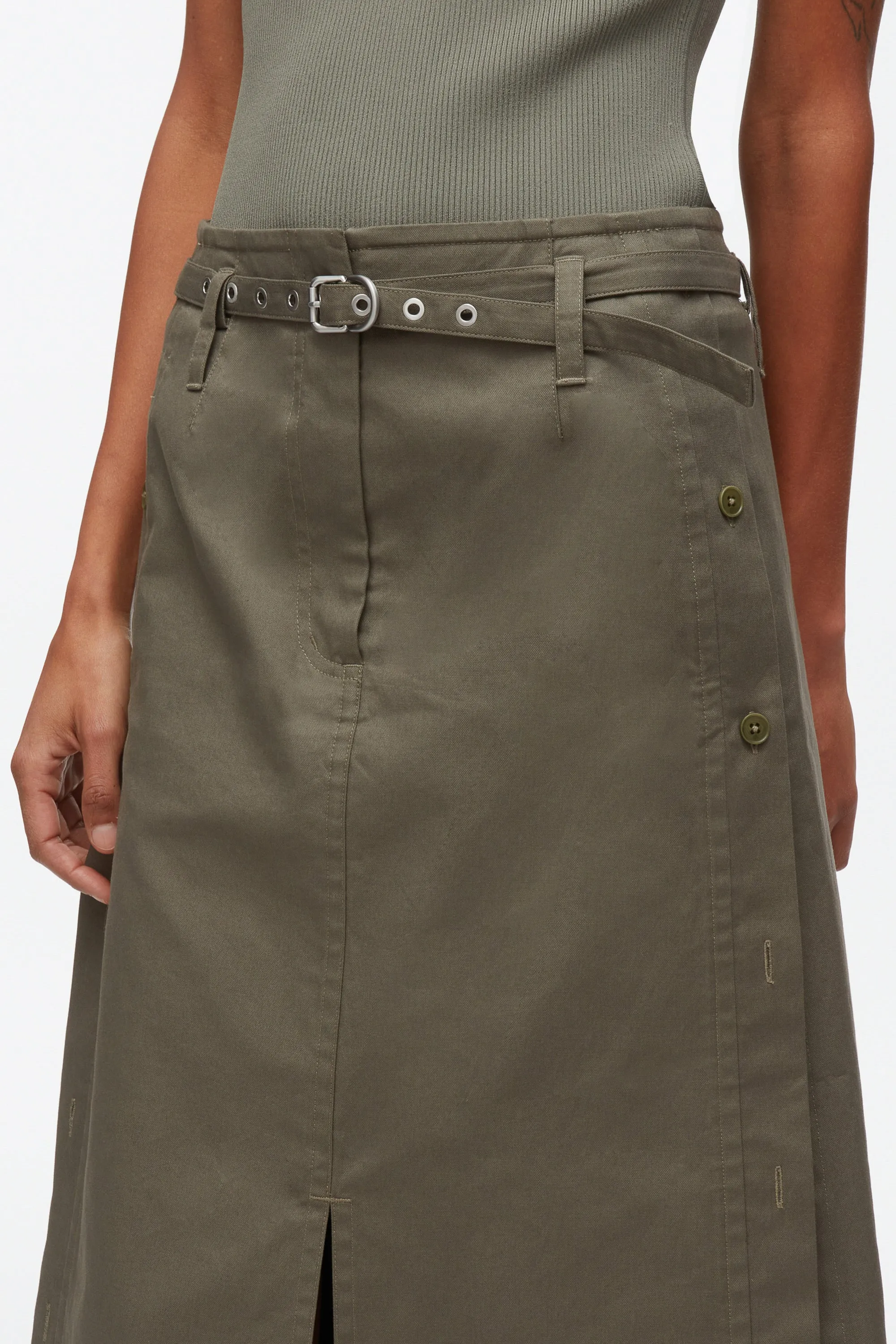 Buttoned Side Utility Skirt