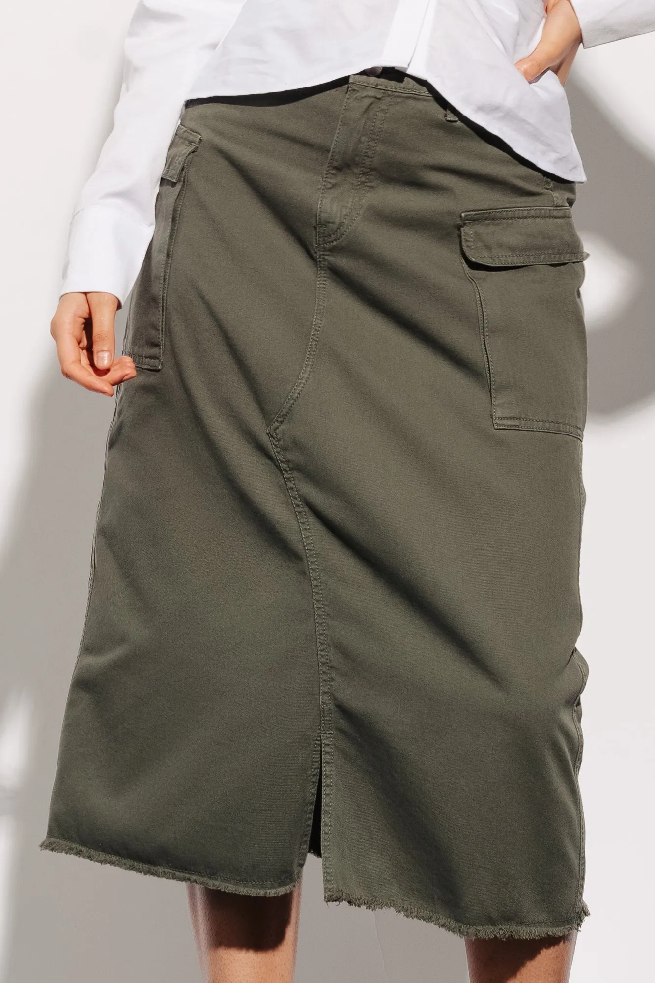 Camo Green Cargo Denim Skirt