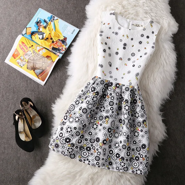 Casual Vintage Floral Print Dresses A Line High Waist