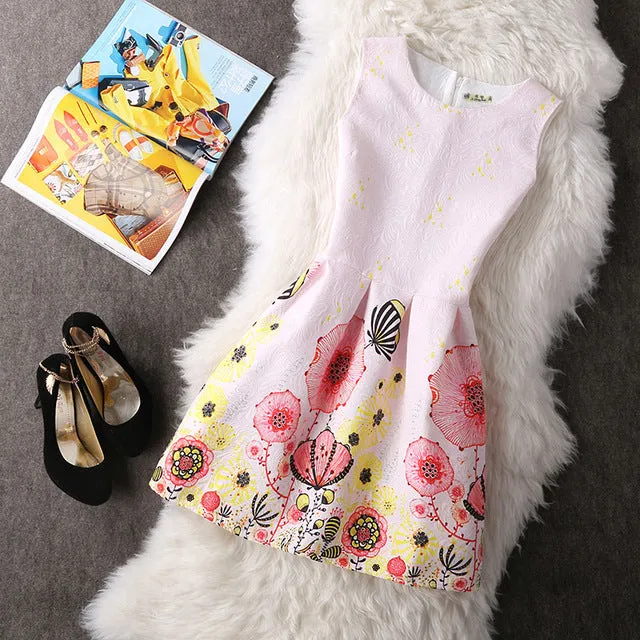 Casual Vintage Floral Print Dresses A Line High Waist