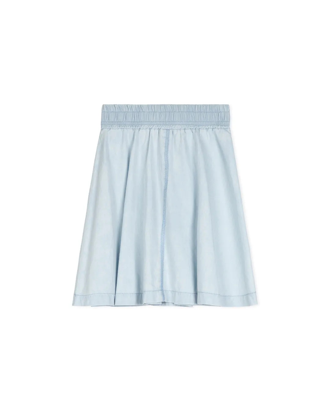 Chambray Denim Flare Short Skirt