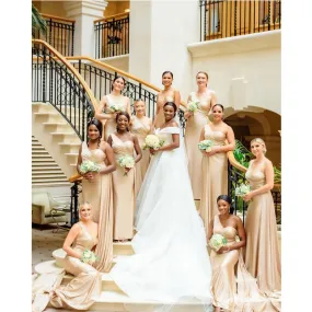 Champagne Mermaid One Shoulder Cheap Long Bridesmaid Dresses Online,WG1294