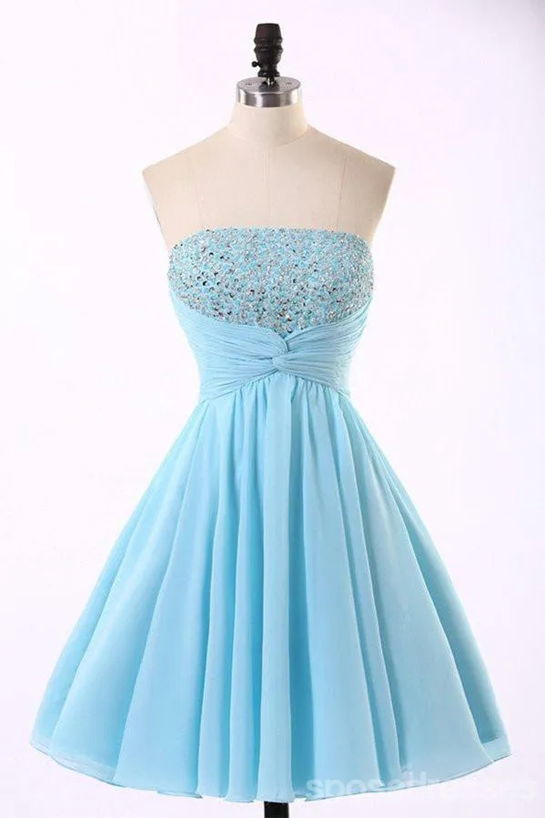 Cheap Chiffon Light Blue Cute homecoming prom dresses, CM0018