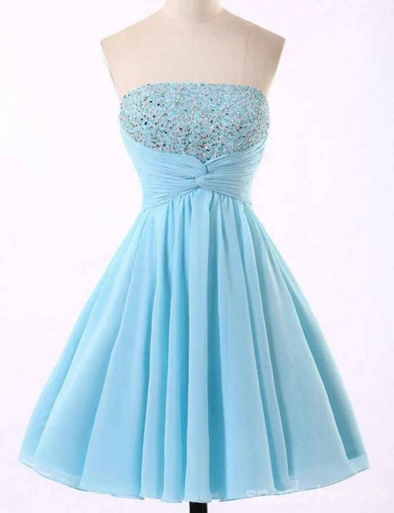 Cheap Chiffon Light Blue Cute homecoming prom dresses, CM0018