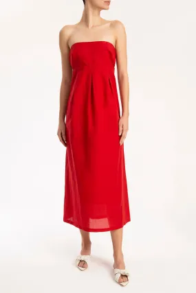 Cherry Bomb Solid Strapless Long Dress