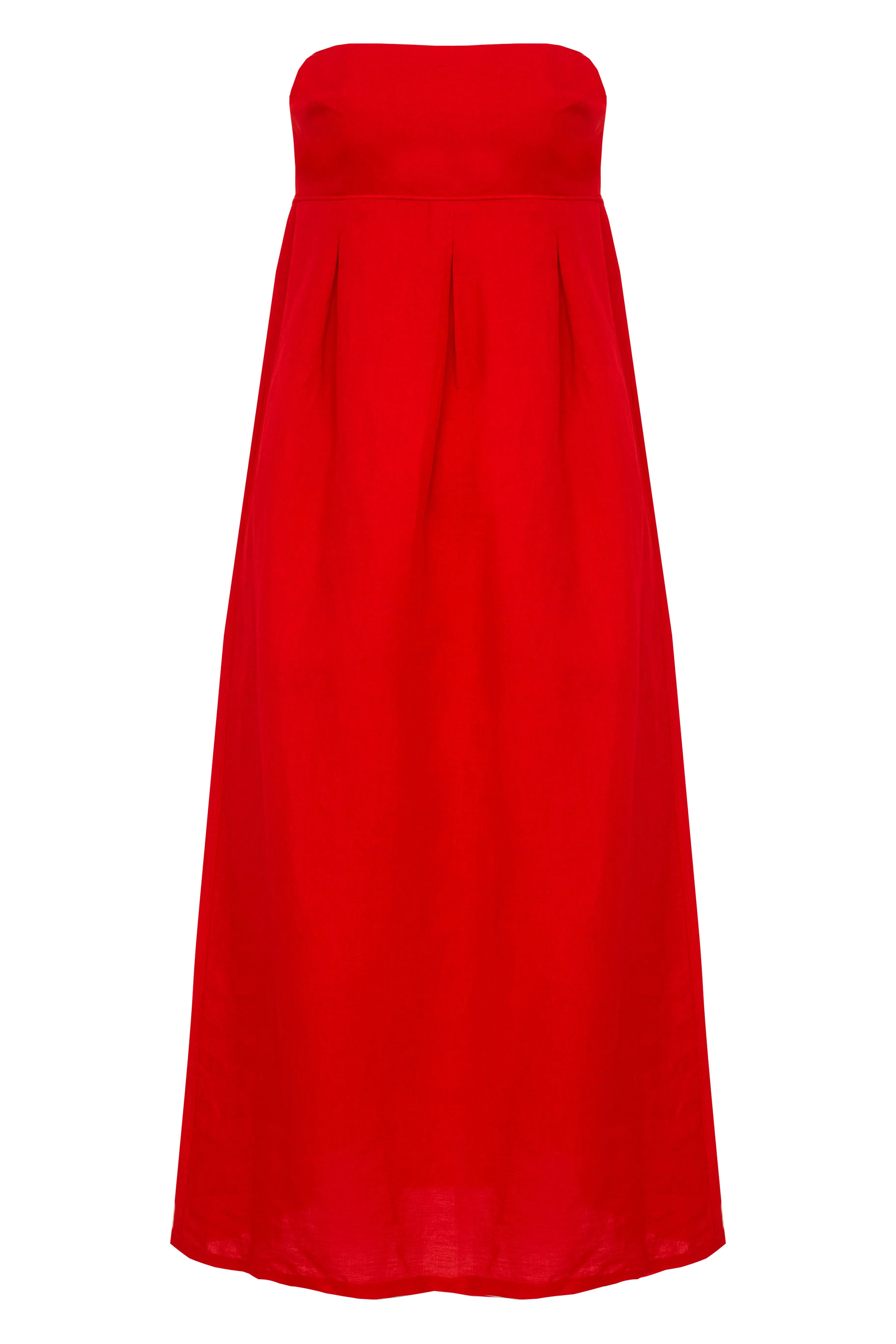 Cherry Bomb Solid Strapless Long Dress