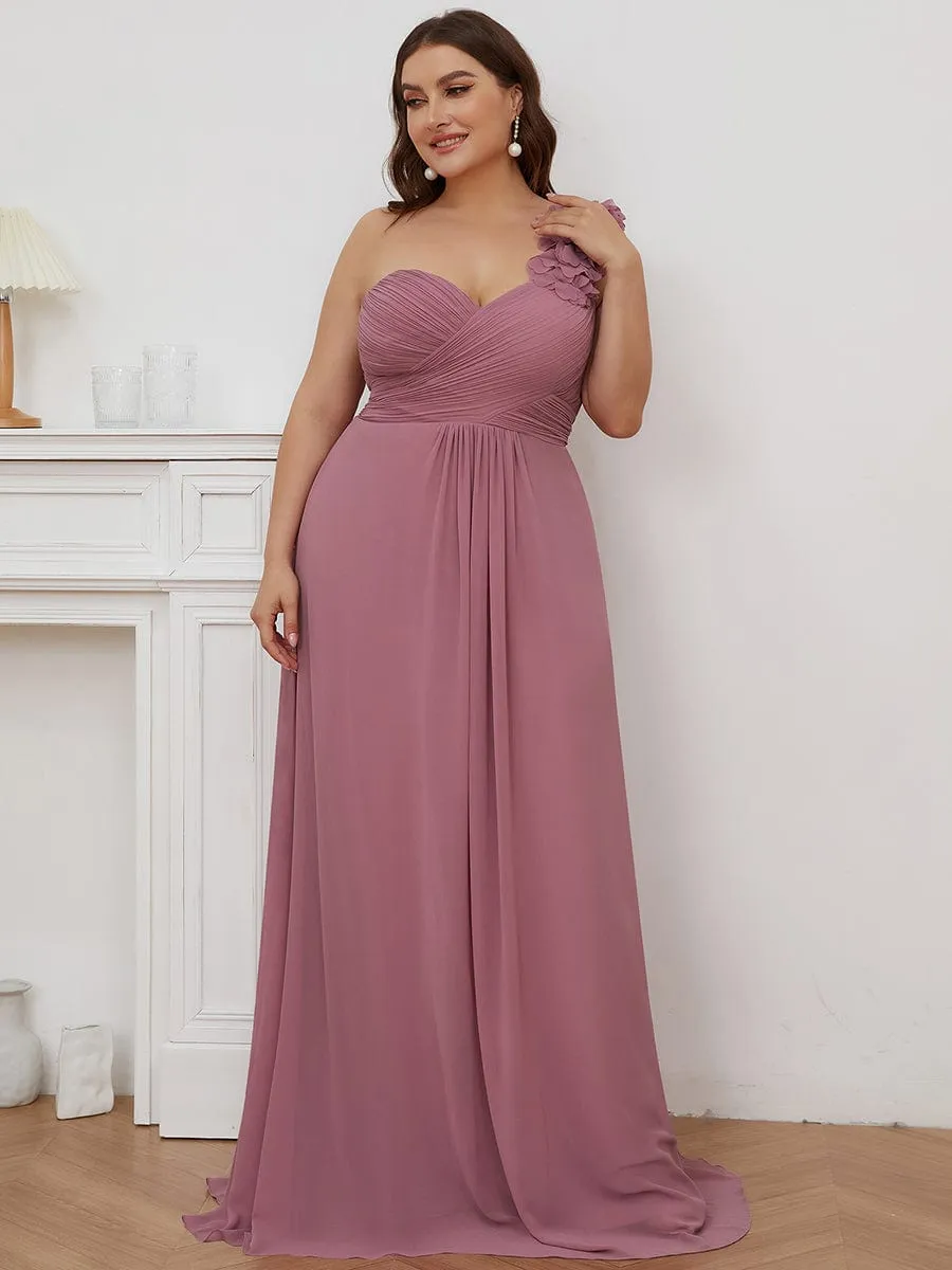 Chiffon One Shoulder Maxi Long Bridesmaid Dresses for Women