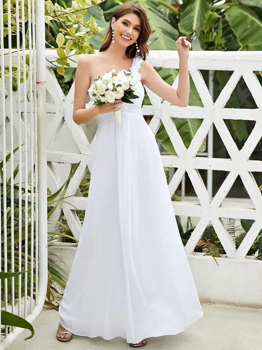 Chiffon One Shoulder Maxi Long Bridesmaid Dresses for Women