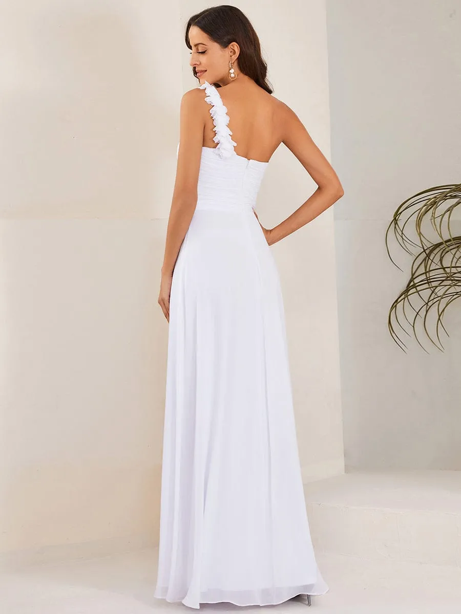 Chiffon One Shoulder Maxi Long Bridesmaid Dresses for Women