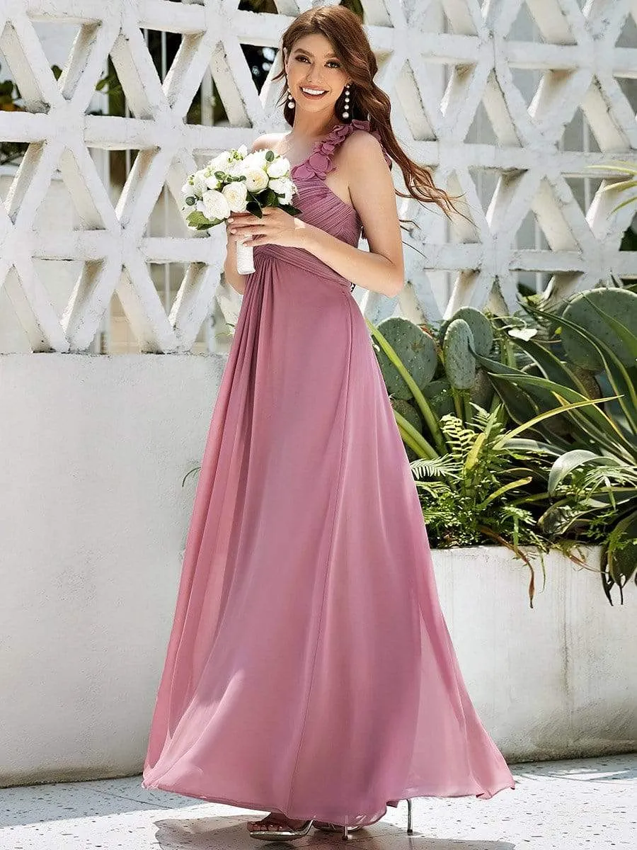 Chiffon One Shoulder Maxi Long Bridesmaid Dresses for Women