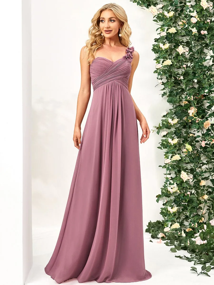 Chiffon One Shoulder Maxi Long Bridesmaid Dresses for Women