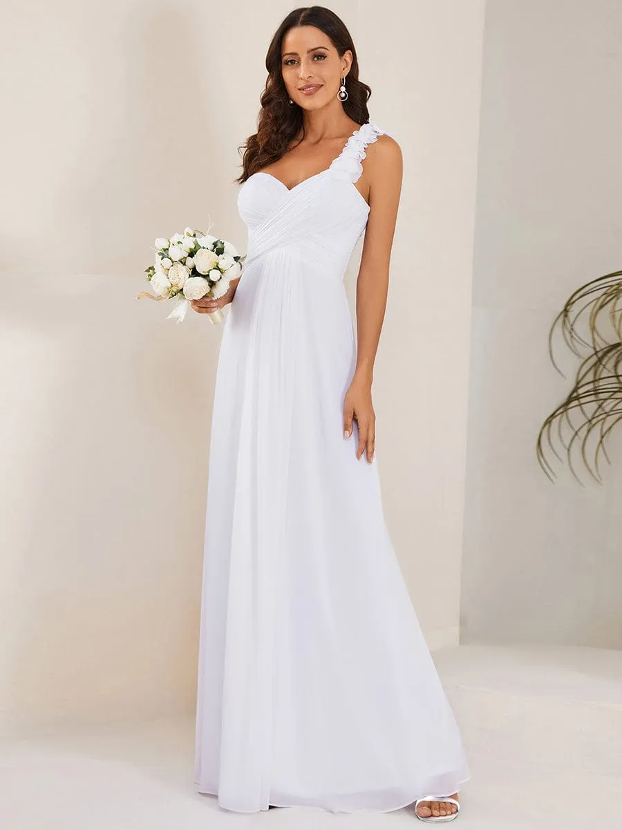 Chiffon One Shoulder Maxi Long Bridesmaid Dresses for Women