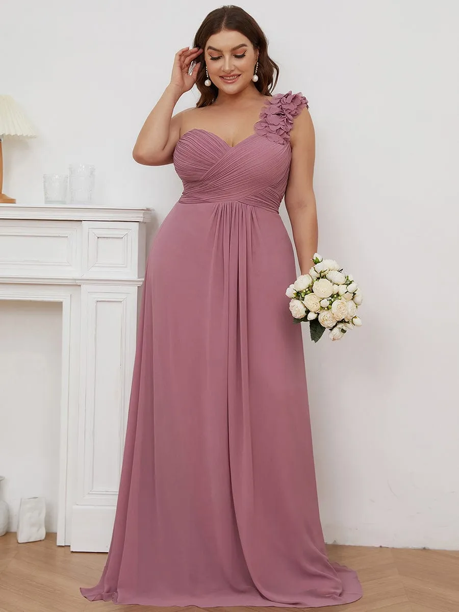 Chiffon One Shoulder Maxi Long Bridesmaid Dresses for Women