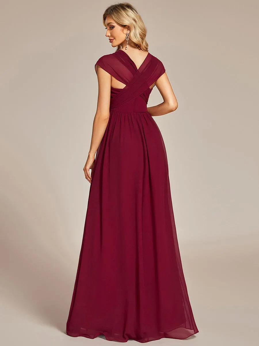 Convertible Chiffon Pleated Strapless Tie-Waist Bridesmaid Dress