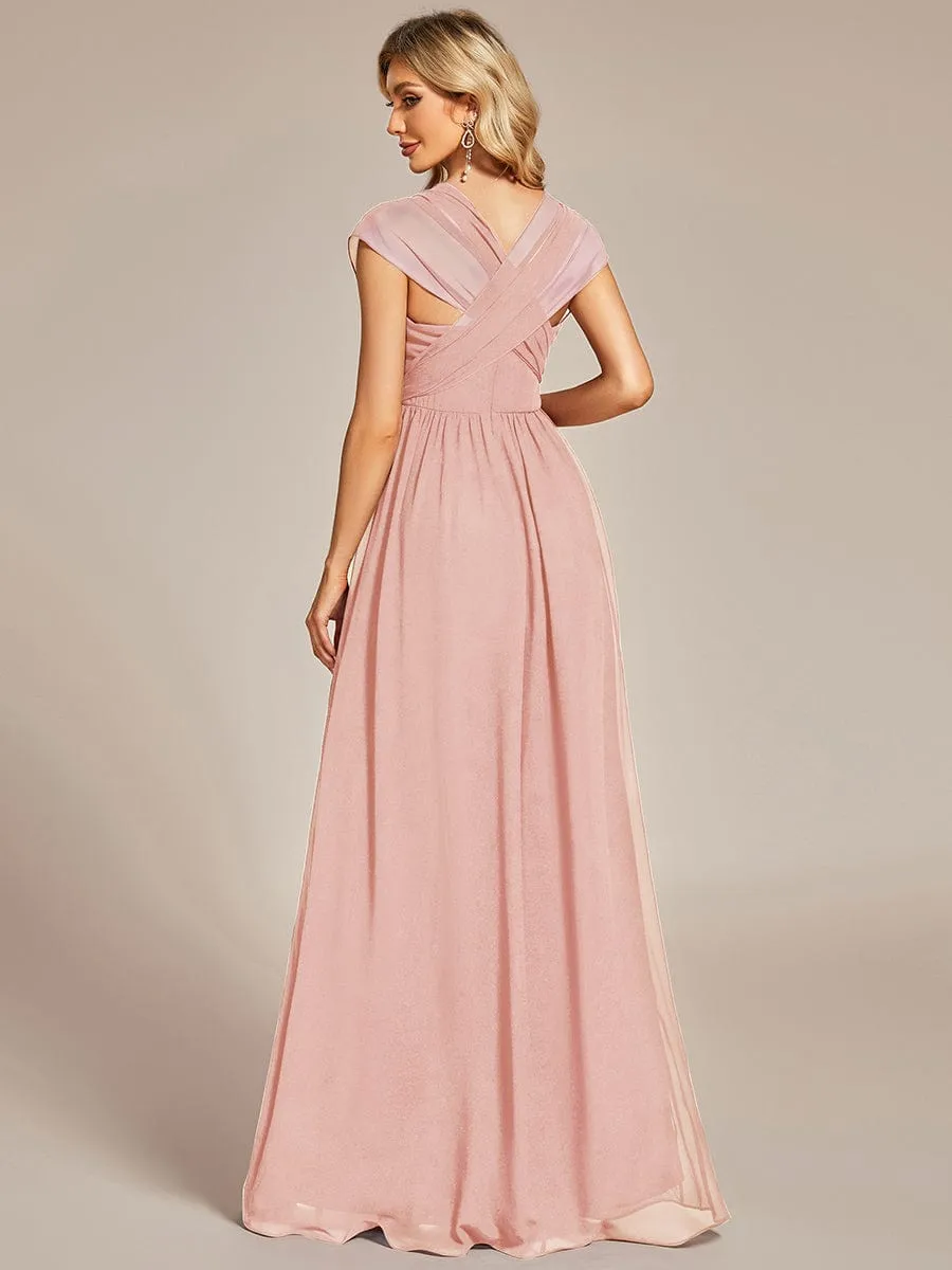 Convertible Chiffon Pleated Strapless Tie-Waist Bridesmaid Dress