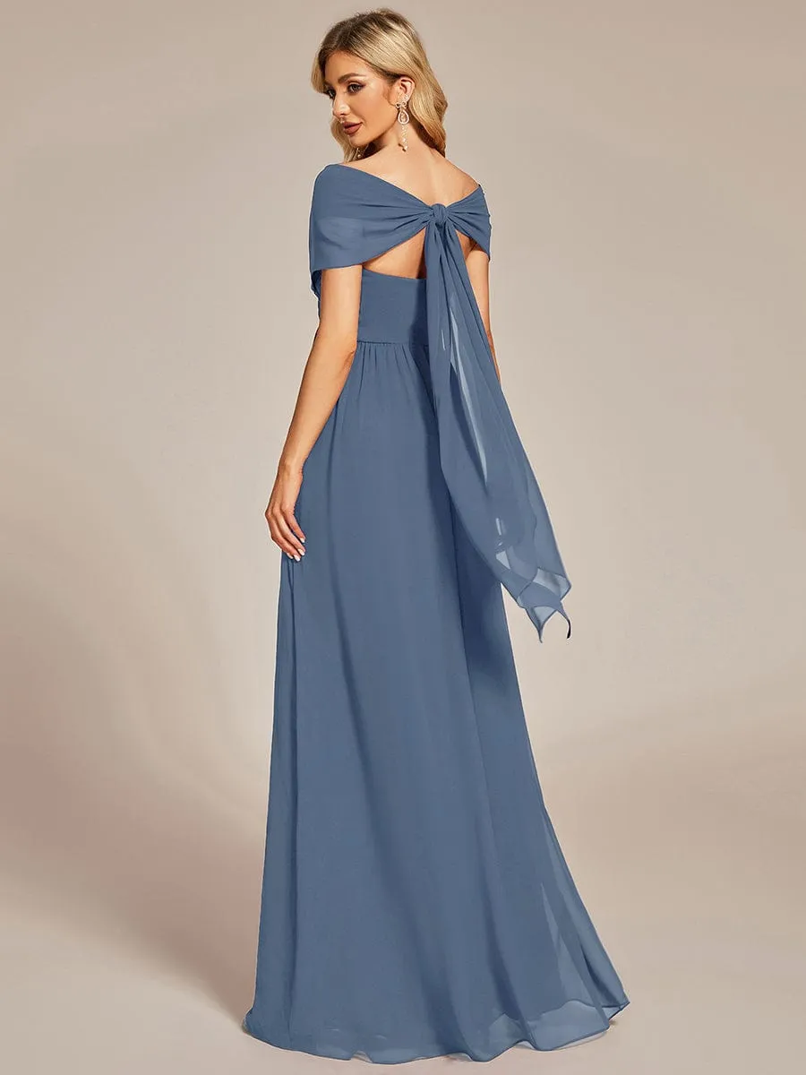 Convertible Chiffon Pleated Strapless Tie-Waist Bridesmaid Dress