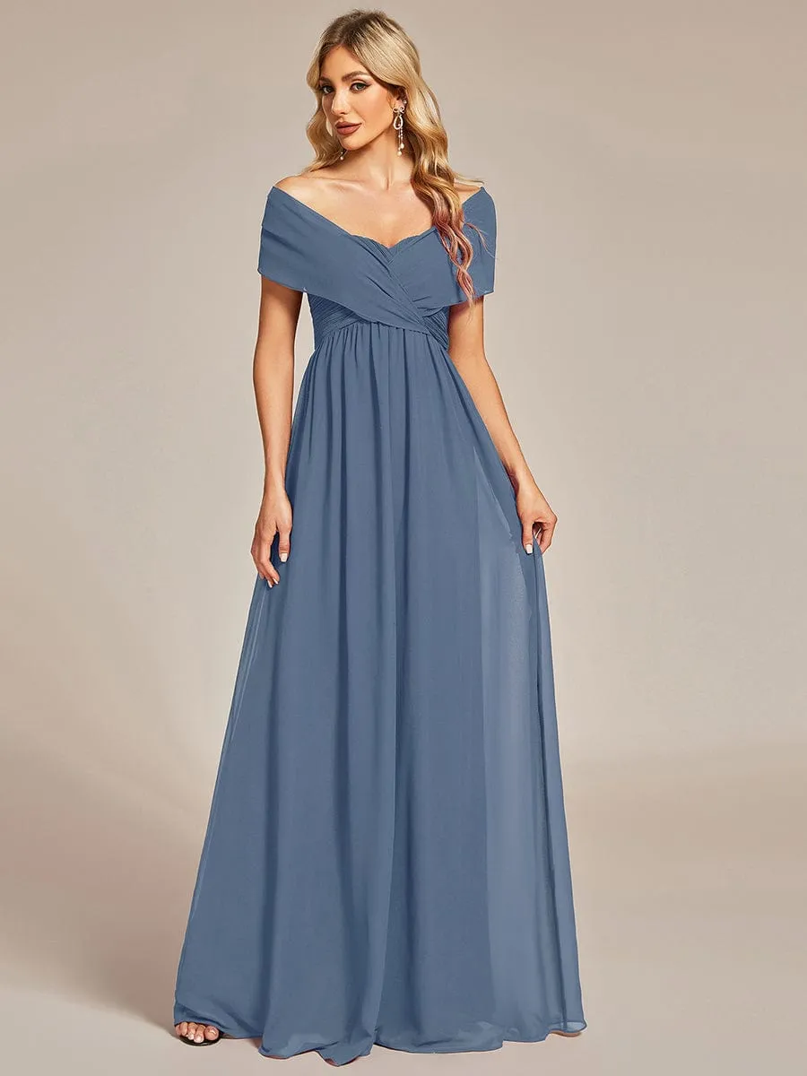 Convertible Chiffon Pleated Strapless Tie-Waist Bridesmaid Dress