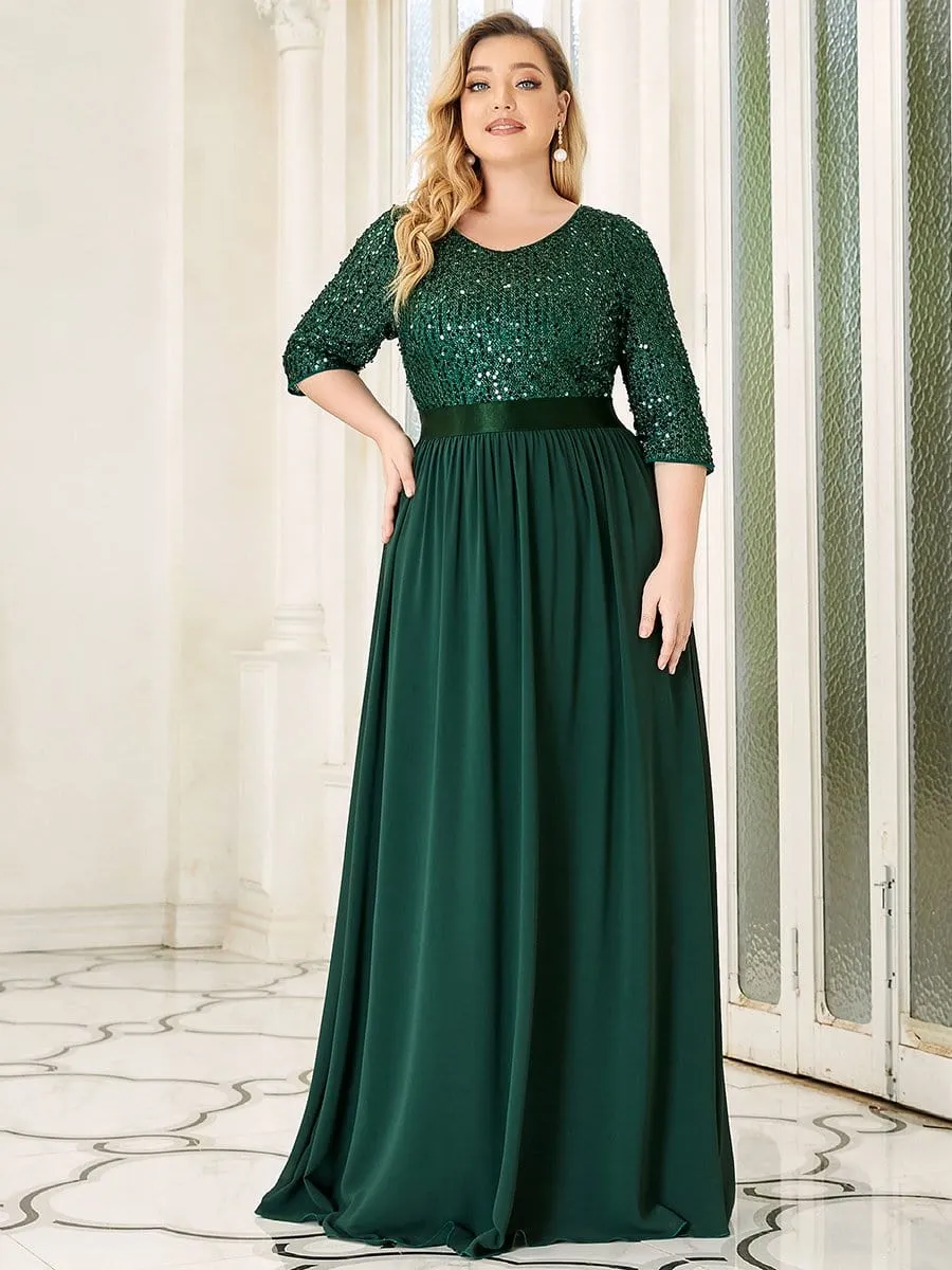 Custom Size Women's Long Chiffon & Sequin Evening Dresses for Mother of the Bride