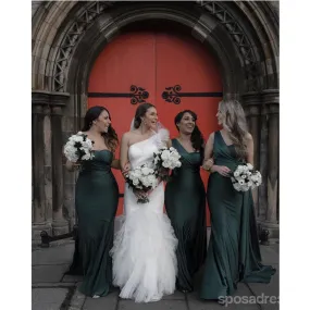 Dark Green Mermaid One Shoulder Cheap Long Bridesmaid Dresses Online,WG1292